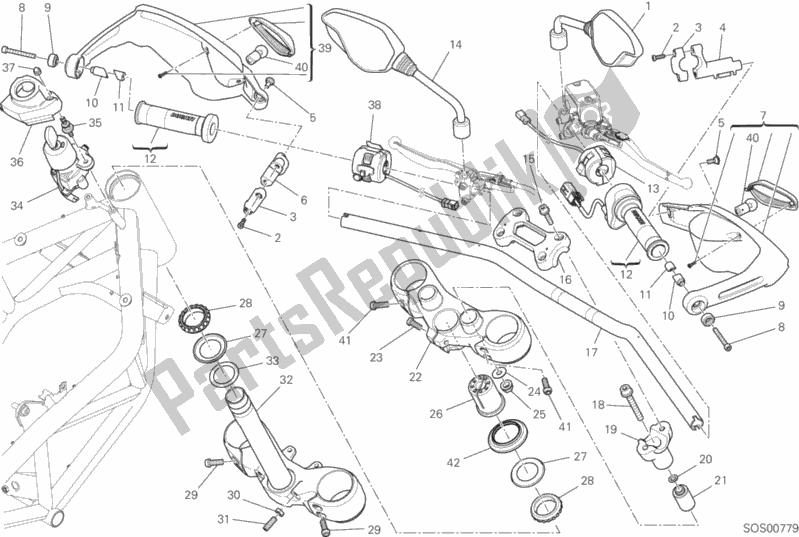 Todas las partes para Manillar Y Controles de Ducati Hypermotard Brasil 821 2016
